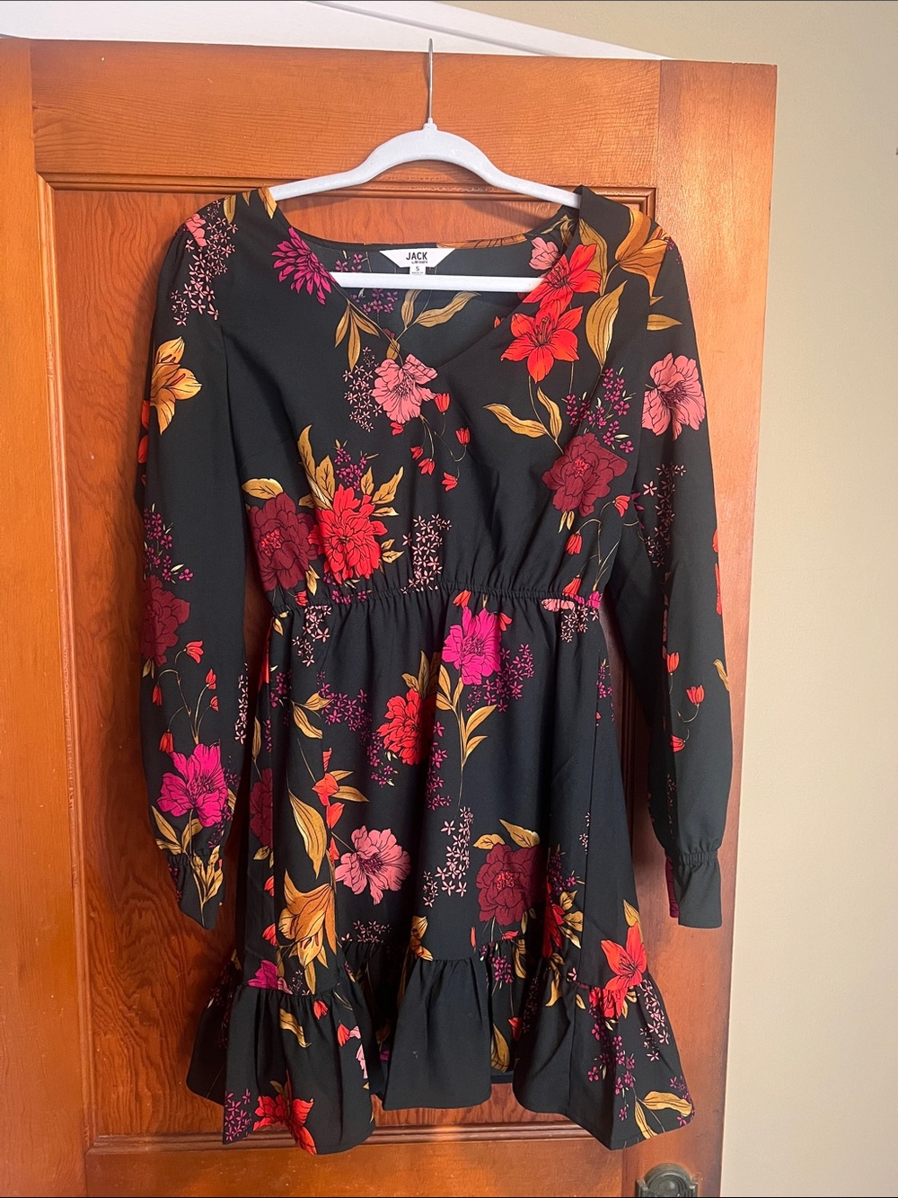 Jack by BB Dakota Black Floral Long Sleeve Dress